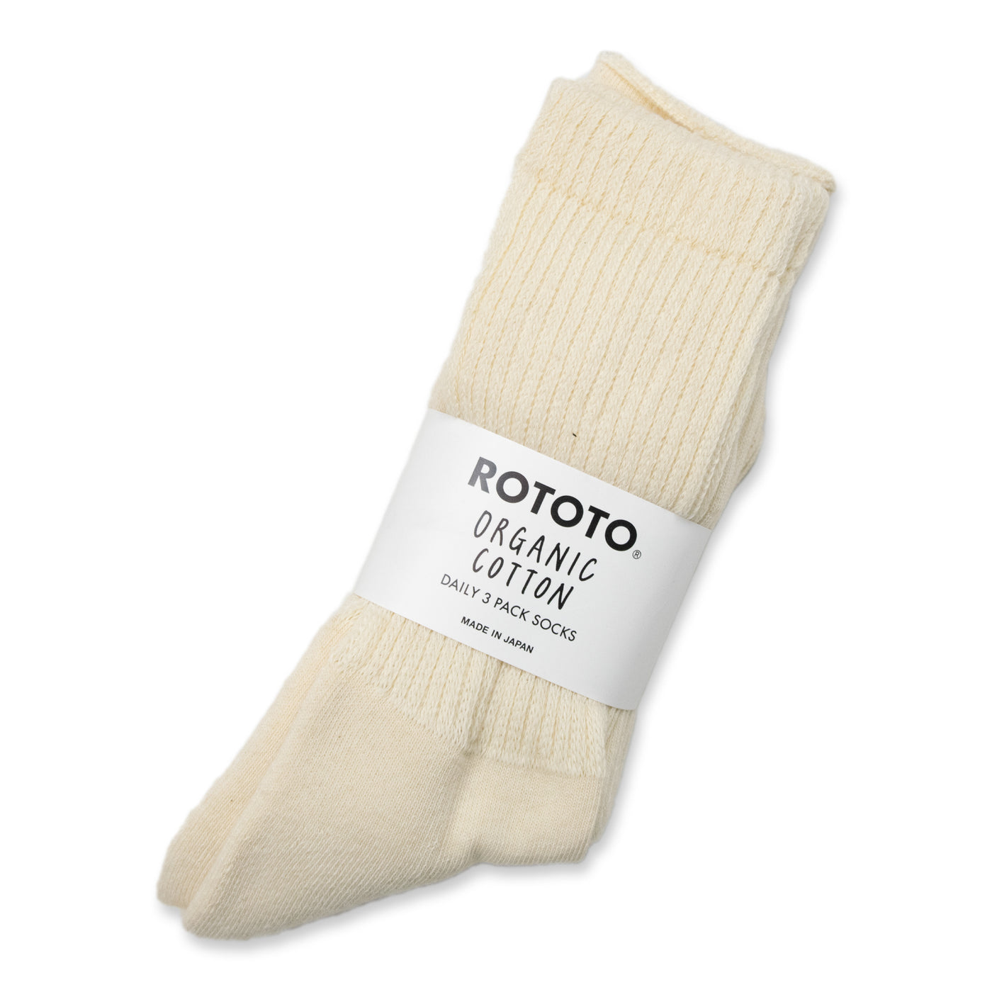  Rototo Organic Cotton Daily Three Pack Socks Ecru Made In Japan 