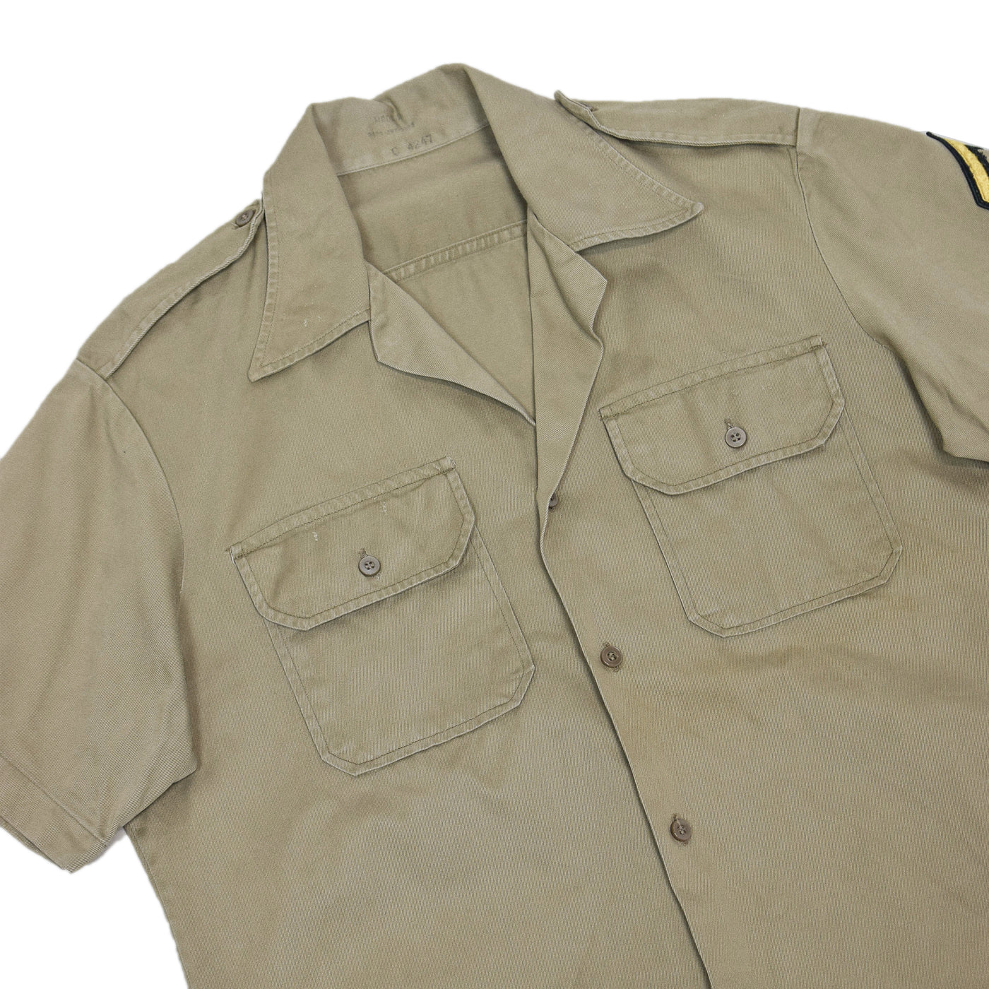 Vintage 70s Vietnam Era US Army Khaki Cotton Twill Military Summer Shirt M chest