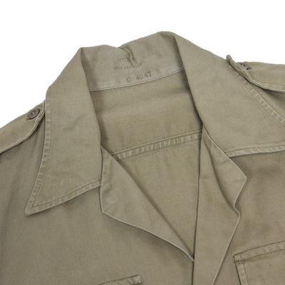 Vintage 70s Vietnam Era US Army Khaki Cotton Twill Military Summer Shirt M collar