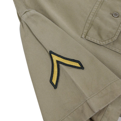 Vintage 70s Vietnam Era US Army Khaki Cotton Twill Military Summer Shirt M arm patch