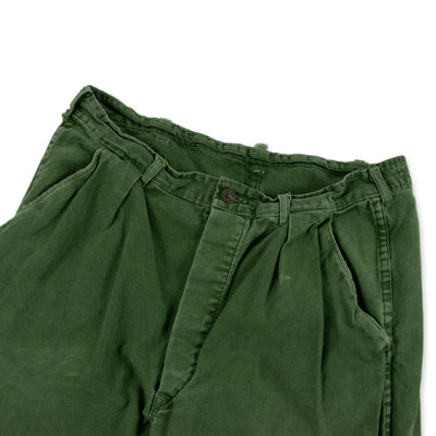 Vintage 70s Swedish Military Field Trousers Worker Style Green 30 W