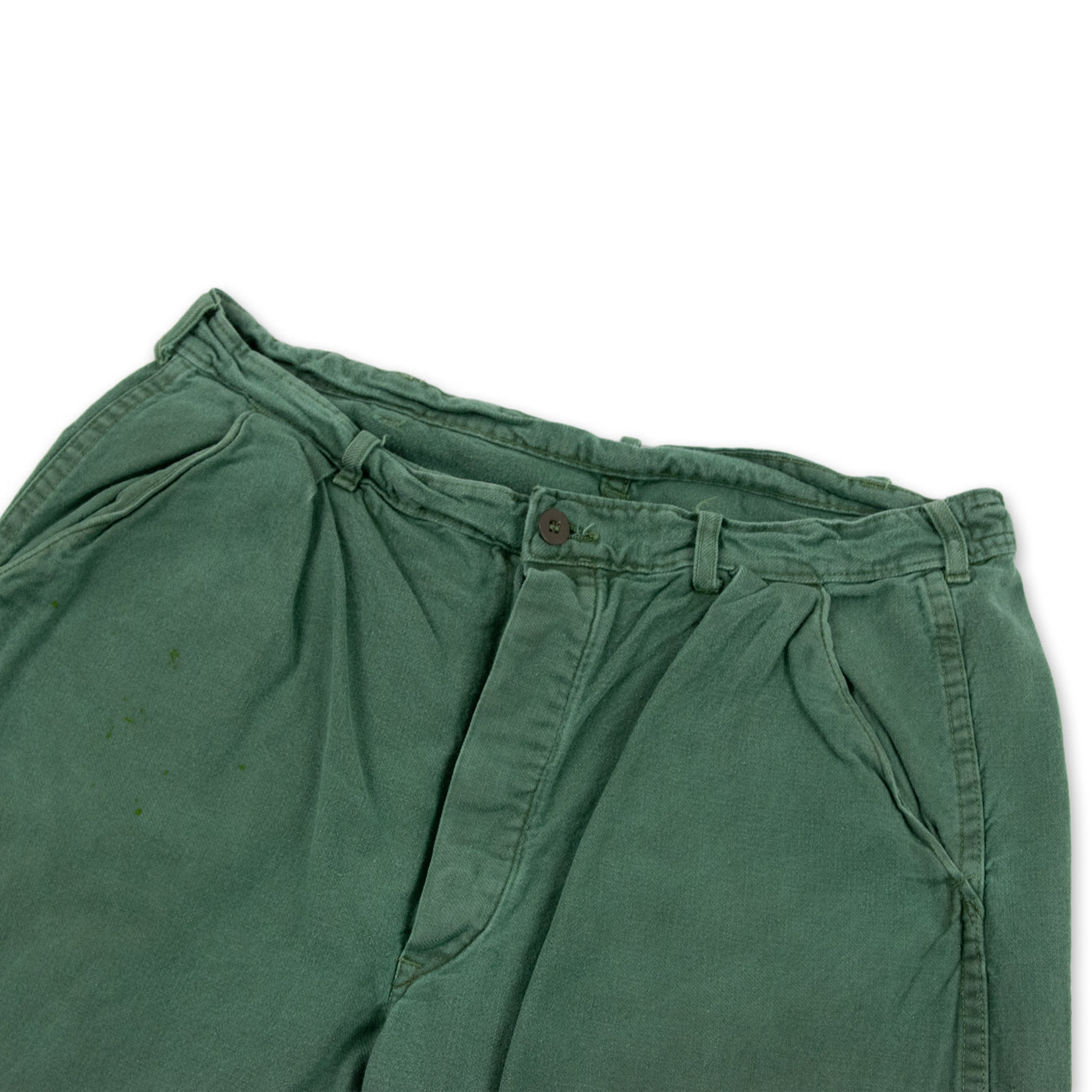 Vintage 70s Swedish Military Field Trousers Worker Style Green 32 W FRONT