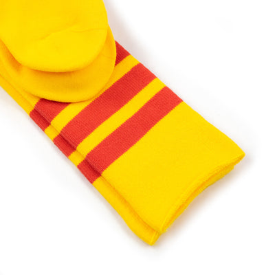 Rototo Fine Pile Striped Crew Socks Purple / Yellow Cuff