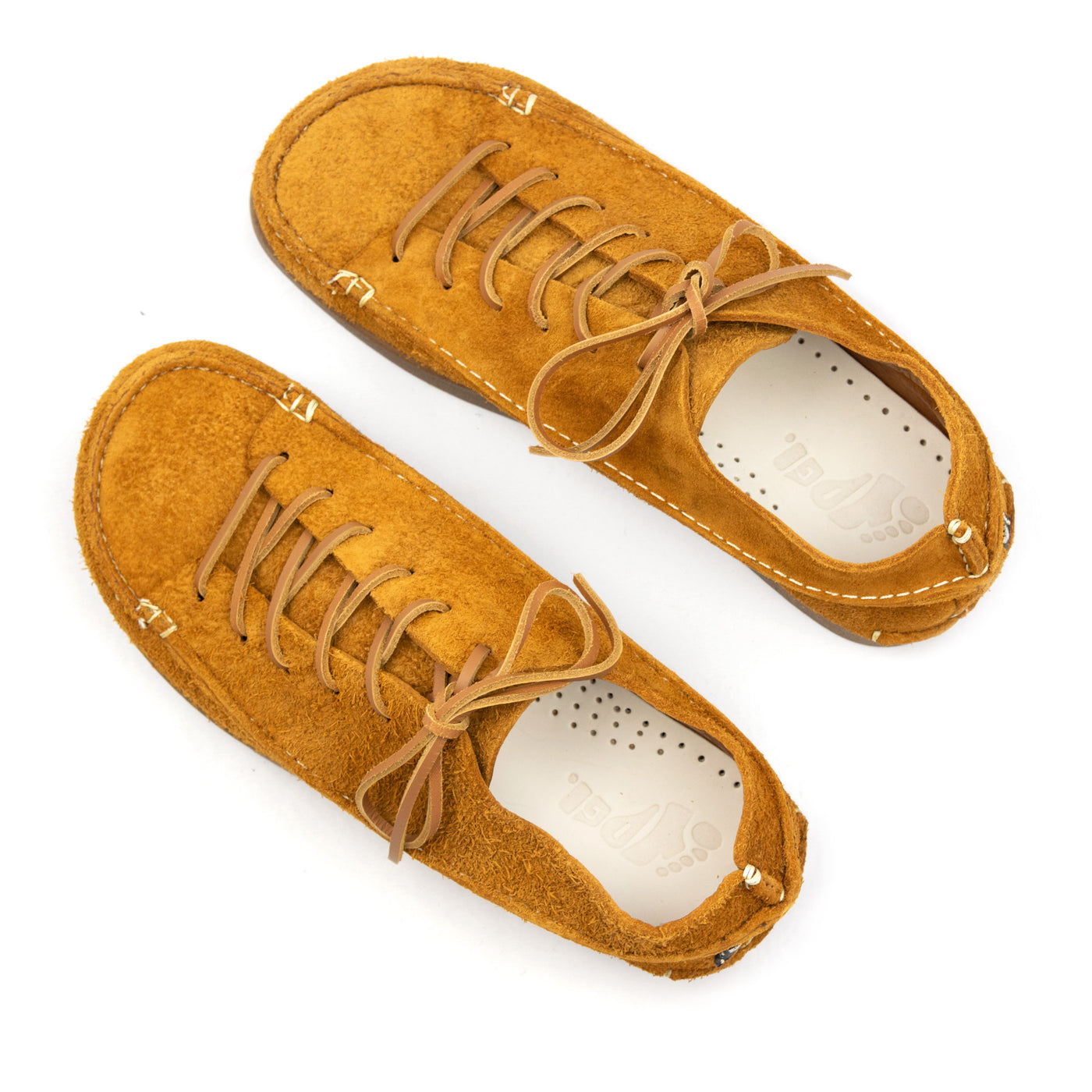 Yogi Finn Reverse Lace Up Shoe On Negative Heel Chestnut Brown top