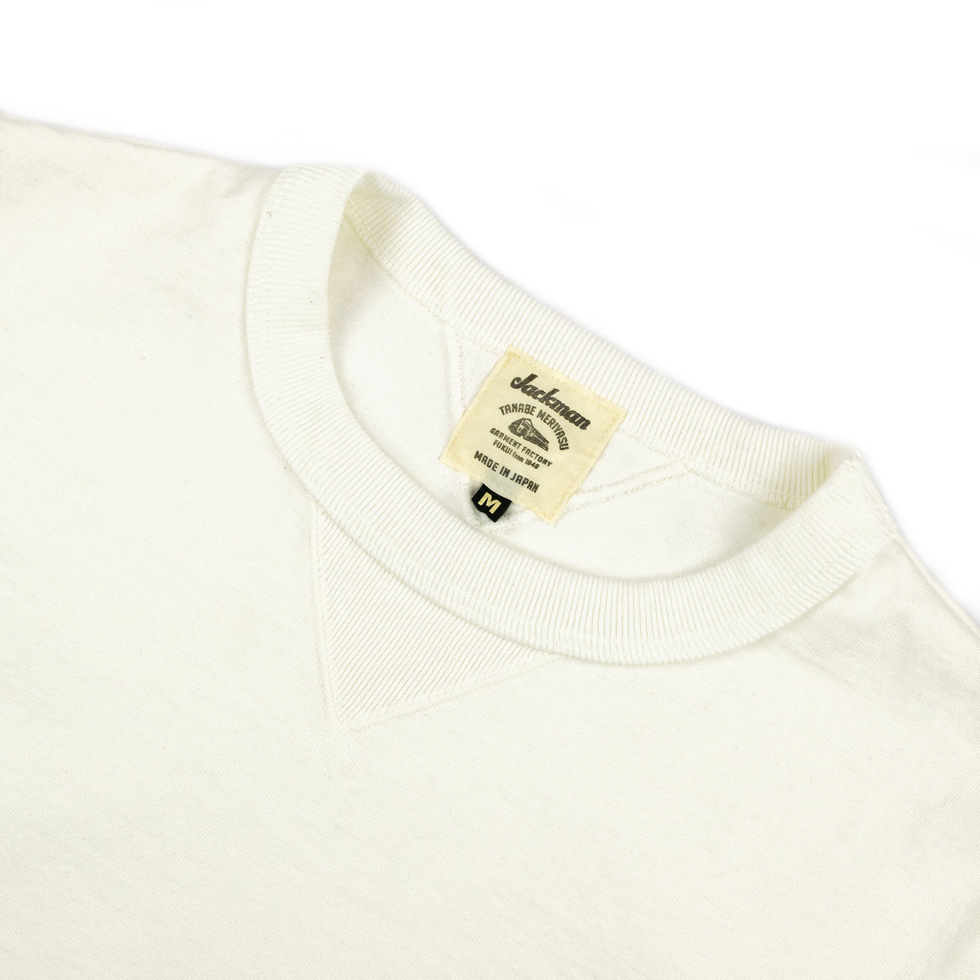 Jackman Dotsume Rib T-Shirt Off White BACK NECK